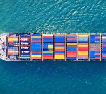 Aerial view cargo ship cargo container harbor 1 1 360x320